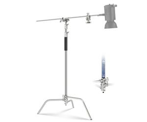 NEEWER BASICS Supporto a C in acciaio inossidabile al 100% con braccio girevole, supporto per luci fotografiche fino a 320 cm, 2 impugnature per riflettore softbox monoluce da studio, SC320 Lite