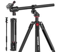 NEEWER BASICS TP014 - Treppiede monopiede con testa a sfera e colonna centrale orizzontale, supporto da viaggio per video DSLR in metallo da 76 pollici, piastra QR tipo Arca e gambe invertite, carico