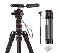 NEEWER BASICS TP08 - Treppiede per fotocamera, 77", compatto e leggero, con testa sferica a 360°, tipo Arca, piastra a sgancio rapido, asse centrale invertito e 2 panni per la pulizia, carico massimo