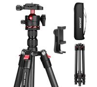 NEEWER Basics, treppiede da viaggio in fibra di carbonio, 162,6 cm, compatto, leggero, portatile, con testa a sfera tipo Arca e supporto per telefono cellulare, compatibile con registrazione video
