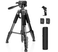 NEEWER BASICS Treppiede Fotocamera, Tripod 180cm con Portatelefono Compatibile con iPhone per Riprese Video, Cavalletto da Viaggio Portatile Professionale in Alluminio Leggero con Testa a 3 Vie, TP55