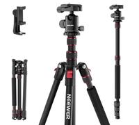 NEEWER BASICS Treppiede Monopiede per Fotocamera, 180cm Cavalletto da Viaggia Portatile in Alluminio per Cellulare DSLR con Testa Sfera 360° Portatelefono Compatibile con iPhone per Riprese Video,TP15