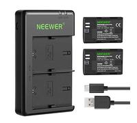 NEEWER Batteria di Ricambio LP-E6NH Caricabatterie Ricaricabile Compatibile con Canon EOS R7, R5, R6, 5D II, 6D, 7D, 70D, 80D, 90D, 2-Pack Batterie da 2250mAh e Caricatore USB a Doppio Canale