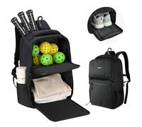 NEEWER Borsa per pickleball per uomo/donna, può contenere fino a 4-10 pagaie, 6 palline sottaceti, taglia 16, zaino per accessori impermeabile con scomparto per scarpe, gancio per recinzione, tasche