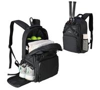NEEWER Borsa Tennis per Uomo/Donna, Porta Fino a 2 Racchette, Zaino da Palline Tennis Pickleball in PU 1000D Impermeabile con Scomparto per Scarpe, Tasca Laterale, Tasche per Accessori, Gancio, TB02B