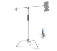 NEEWER Supporto a C con braccio a braccio Pro, 100% acciaio inossidabile, altezza massima 330 cm, cuscino d'aria, supporto per luce fotografica resistente con braccio di supporto da 128 cm per