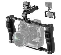NEEWER Camera Cage Universale+Top Handle e Supporto Monitor Cold Shoe, Stabilizzatore Gimbal Fotocamera Tipo Arca, 2 Maniglie, 3/8" per ARRI, Rig Video Compatibile con SmallRig Accessori, CA016T+MA006