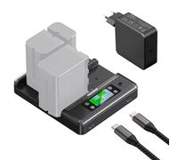 NEEWER Caricabatterie NP-F970 a 4 Canali con Consolidamento Intelligente dell'Alimentazione Compatibile con Sony NP-F550 750 NPF Batteria Fotocamera, Ricarica Rapida PD100W/Doppia USB C/OLED, NW-F4R