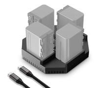 NEEWER Caricabatterie NP-F970 a 4 Canali per Batteria Videocamera NP-F550 NP-F750, Ricarica Rapida PD 100W, Caricatore Batteria NPF con Display OLED e Cavo di Ricarica Rapida USB C a USB C 100W, NW-F4