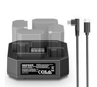 NEEWER Caricabatterie NP-FZ100 a 4 canali compatibile con Sony A7 IV A9iii A1 A7R V A7Cii A6700 ZV-E1 FX3 FX30, 45W PD Ricarica Rapida NP-FZ100 Caricabatterie con Display Batteria, Cavo USB C PD da 45