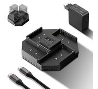 NEEWER Caricabatterie NPF a 4 Canali per Batteria Fotocamera Videocamera NP-F550 NP-F750 NP-F970, Ricarica Rapida PD 100W con Caricatore da Muro Rapido GaN PD da 100W, Cavo USB C a USB C, OLED, NW-F4