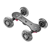 Neewer Carrello scorrevole da tavolo per fotocamera in scala con capacità di carico di 10 kg, aste in alluminio, ruote in gomma girevoli da 1/4" 3/8", filettatura a vite per videocamere DSLR (nero)