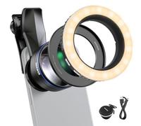 NEEWER Clip On 105mm Macro Phone Lens e 67mm filettato LED Ring Light Kit | Con clip per telefono da 17 mm, anello da 67 mm per fotografia macro, selfie, streaming, compatibile con iPhone, Android