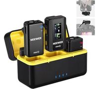 Neewer CM28 Microfono Lavalier Wireless a Bavero con Custodia Ricarica, Anti Rumore, 4GB di Archiviazione per 9h di Audio Non Compresso a 48KHz 16Bit, Compatibile con iPhone/Android/PC/Fotocamera/iPad