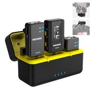 Neewer CM28 Microfono Lavalier Wireless a Bavero con Custodia Ricarica, Anti Rumore, 4GB di Archiviazione per 9h di Audio Non Compresso a 48KHz 16Bit, Compatibile con iPhone/Android/PC/Fotocamera/iPad