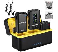 Neewer CM28 Microfono Lavalier Wireless a Bavero con Custodia Ricarica, 2 Clip per Mic, Anti Rumore, 4GB di Archiviazione, 9h di Riproduzione, Lav Mic Compatibile con iPhone/Android/PC/Fotocamera/iPad
