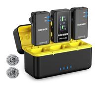 Neewer CM28 PRO Microfono Lavalier Wireless Bavero con Custodia Ricarica, Audio Non Compresso a 48kHz 16bit, Anti Rumore, Memoria 4GB, Autonomia 9H, Compatibile con iPhone iPad Android Fotocamera PC