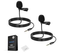 NEEWER CM5 Mic Lav (2pz), Mini Microfono Lavalier a Clip Omnidirezionale a Condensatore con Cavo 1,2m TRS 3,5mm Compatibile con Rode Wireless GO II 2 DJI Trasmettitore Fotocamera, 1 Panno di Pulizia