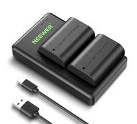 NEEWER Confezione da 2 batterie LP-E6P/LP-E6NH/LP-E6N da 2400 mAh e caricabatterie doppio USB, compatibili SOLO con Canon EOS R5/R6/R7 5D/6D/7D/60D/70D/80D/90D