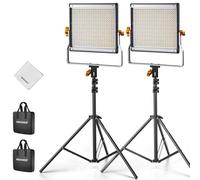Neewer Confezione da 2 kit di luci video dimmerabili con 480 LED bicolore con due supporti per treppiedi da 75 pollici/staffa a U, 3200K-5600K CRI96+ LED per YouTube Recording Studio Fotografia
