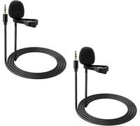 Neewer Confezione da 2 microfoni Lavalier da bavero compatibili con microfono wireless Rode Wireless GO II Wireless Pro DJI, 3,5 mm TRS omnidirezionale a condensatore cablato con clip per YouTube Live