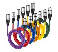 Neewer Confezione da 6 cavi da 2 m XLR maschio a XLR femmina, colorati, cavi per microfono sigillati in gomma, per un collegamento bilanciato (verde, blu, viola, rosso, giallo e arancione)