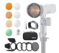NEEWER CRM5 Kit di Accessori Magnetici per Flash Q3, Adattatore da Testa Flash Quadrata a Rotonda+Barndoor, Griglia, Diffusore a Cupola, Pannello Diffusore, Paraluce, Filtri Colorati in Gel, Custodia