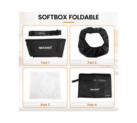 NEEWER Diffusore Softbox Pieghevole con Griglia e Borsa per il Trasporto per Varie Luci LED - Migliora La Fotografia e La Videografia