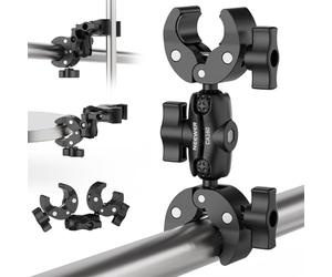 NEEWER Doppio Super Clamp con Magic Arm, 360° per Aste e Scrivanie, CA160 | Per Ombrello Bandiere Fotografico, Stativi per Luci da Studio, Riflettore, Scrim, Barre, Manubri Moto, Passeggini, Sedie