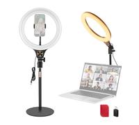 NEEWER ENTRY LEVEL VERSION 10.5" Ring Light da Tavolo con Stand/Portatelefono Compatibile con iPhone/Telecomando, Luce Anello 10W CRI85+ per Streaming Riprese Trucco Selfie Videoconferenza Laptop, N22
