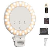 NEEWER ENTRY LEVEL VERSION 3,8" Ring Light, 3W Luce Selfie Telefono a Clip per iPhone Laptop Scrivania Computer Webcam Videoconferenza Zoom Vlog Riprese Streaming Trucco, 3 Modalità CRI80 600mAh, NR5