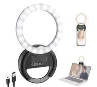 NEEWER ENTRY LEVEL VERSION 4" Selfie Ring Light per Telefono Compatibile con iPhone, Luce a Clip Ricaricabile Bicolore 5W con 500mAh/CRI85 per Foto Video Trucco Laptop Webcam Video Conferenza, BR40