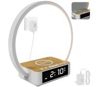 NEEWER ENTRY LEVEL VERSION Lampada da Comodino con Ricarica Wireless 15W Compatibile con iPhone AirPods, Sunrise Alarm Clock, LED Ring Light Touch da Tavolo per Lettura Comodino Camera da Letto, N40
