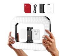 NEEWER ENTRY LEVEL VERSION Phone Video Rig con Luce, Stabilizzatore Portatile con Ring Light Quadrata LED Bicolore da 20W, 3 Cold Shoe/Batteria 5200mAh/CRI80+ per Selfie Streaming Video Vlog, NL200B