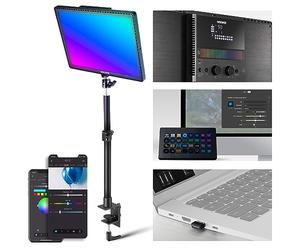 NEEWER GL1C RGB 15,5" Key Light, 48W Edge Lit Soft LED Video Panel Streaming Gaming Lighting con 2.4G PC/Mac iOS/Android APP/WiFi/Stream Deck Control, Touch Bar, 2900K-7000K, sincronizzazione musica