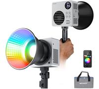 NEEWER Luce Video LED RGBWW da 80W con Riflettore e Batteria 72Wh, Controllo APP/2,4G,18 Effetti,10400lux/m 2500K-7500K, Ricarica Rapida PD 100W, Mini Luce Continua RGB COB con Attacco Bowens, HB80C