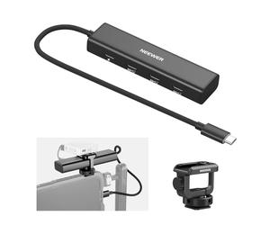 NEEWER Hub Dock USB C con adattatore Cold Shoe, adattatore multiporta 4 in 1 con 3 porte USB C 3.1 Gen2 e 1 PD da 100 W, 10 Gbps compatibile con iPhone 16 15 iPad Mac Android PC laptop, PS020E