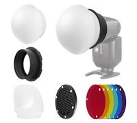 NEEWER Kit Accessori Flash con Diffusore in Silicone, Griglia, Riflettore, 6 Gel Colorati e 1 Anello Adattatore Magnetico Compatibile con Godox V1/V1 PRO NEEWER Z1 Z2 Camera Speedlight Rotondo, CRS5
