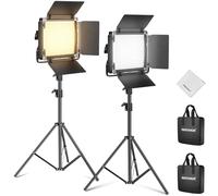NEEWER Kit di 2 Luci Video Bicolore a 660 LED con 2 Stativi 79", Illuminazione a Pannello Dimmerabile 3200K-5600K CRI 96+ con Staffa a U e Barndoor per Fotografia Studio Registrazione Streaming, Nero
