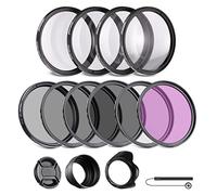 NEEWER Kit di accessori per filtri ravvicinati ND/CPL/UV/FLD/da 82 mm e accessori per lenti ND2, ND4, ND8, filtri per primi piani (+1/+2/+4/+10), paraluce a tulipano, paraluce pieghevole in gomma,