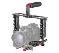 NEEWER Kit di Gabbia Fotografica in Lega di Alluminio per Produzioni Film, con Maniglia Superiore, 2 Impugnature & 2 Aste 15mm, per Reflex Digitali Videocamere Canon Sony Fujifilm Nikon (Nero/Rosso)