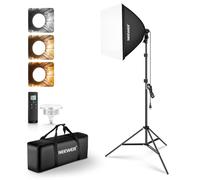 NEEWER Kit di Illuminazione Softbox da 60x60cm con Stativo, Lampadina LED Bicolore 45W, Telecomando 2.4G per 20m, 10 Canali 2900K-7000K 1400lx/1m CRI95, Luce Continua per Foto Video da Studio, NK104
