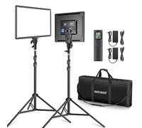 NEEWER 18" Kit di Illuminazione del Pannello Luce Video a Led con Telecomando, 2Pz 45W Dimmerabile Bicolore+Supporto per Luce, 3200K-5600K Luce Morbida per Giochi/Live Streaming/YouTube/Fotografia
