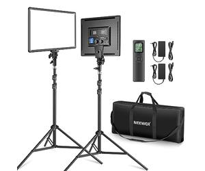 NEEWER Kit di Illuminazione Video a Led con Telecomando, 2Pz 45W Dimmerabile Bicolore+Supporto per Luce, 3200K-5600K Luce Morbida per Giochi/Live Streaming/YouTube/Fotografia