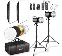 Neewer Kit di luci flash monolight da 800 W (confezione da 2), S101-400W 5600K luce stroboscopica con lampada da modellazione da 150 W/supporto Bowens/Softbox/supporto/riflettore/grilletto RT-16/borsa