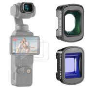 NEEWER Kit di Obiettivi Compatibile con DJI Osmo Pocket 3 Creator Combo Accessori, Lente Grandangolare 0,75X (FOV 108°) + Anamorfica Blu 1,2X per Effetto Cinematografico + 2 Protezioni Schermo, FL-C02