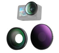 NEEWER Kit Filtro ND Variabile e Lente Compatibile con DJI Osmo Action 5 Pro/4, Filtro ND8-32 (3-5 Stop) in Vetro Ottico HD Multistrato + Lente Grandangolare con FOV 185°, Accessori Action Cam, FL-54