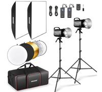 NEEWER Kit Flash Monoluce da Studio 800W (2pz), Luce Strobo S101-400W 5600K con Lampada Pilota 150W/Attacco Bowens/Softbox/Stativo/Riflettore/Trigger RT-16/Borsa per la Fotografia di Prodotti Ritratti