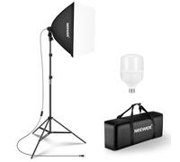 NEEWER Kit Illuminazione Softbox Equivalente a 350W, Lampadina LED 5700K, Softbox da 24”x24” con Attacco E27, Set di Illuminazione Continua per Fotografia, Attrezzatura per Studio Fotografico, NK300