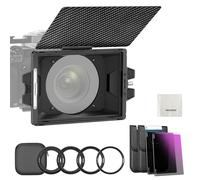 NEEWER Kit Mini Matte Box con 2 Filtri ND Quadrati 4"x5,65" (ND0,9/1,8 3/6 Stop), 2 Vassoi Portafiltro, 4 Adattatori per Obiettivo (67/72/77/82mm-95mm), Aletta Superiore, Vetro Ottico HD Multistrato